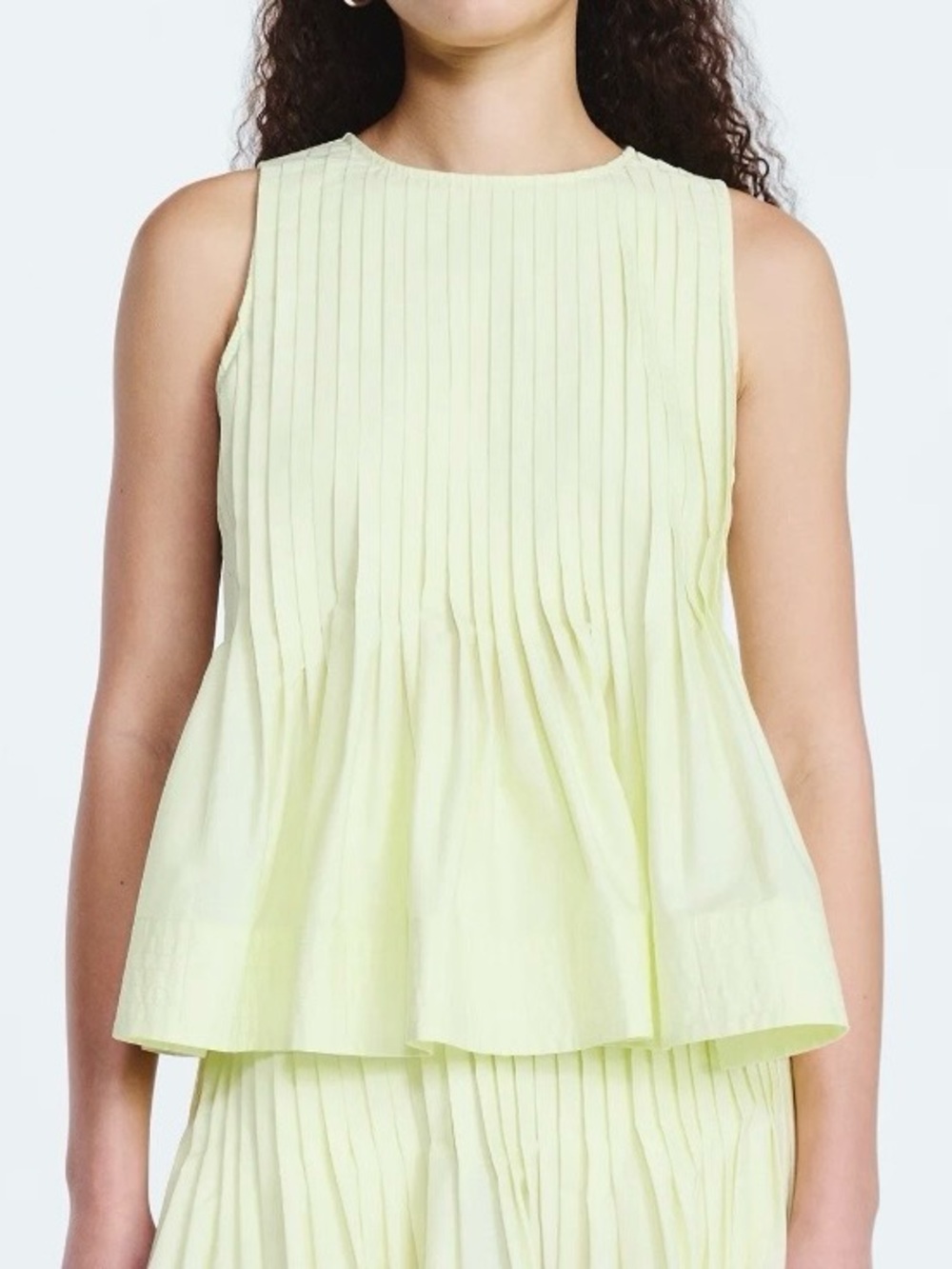NWT Yellow Sleeveless Pleated Peplum Top - Size XS